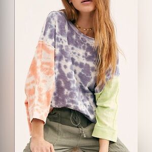 We The Free Gray Waffle Knit Top Oversized Slouchy Streetstyle Lagenlook Medium